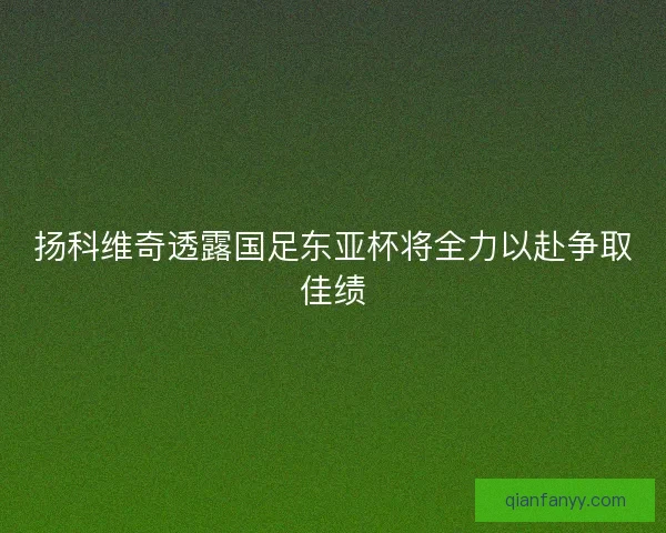 扬科维奇透露国足东亚杯将全力以赴争取佳绩